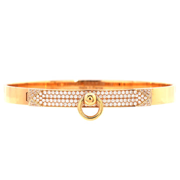 Hermes Collier de Chien Bracelet 18K Rose Gold with Pave Diamonds Small