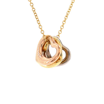 Tiffany & Co. Elsa Peretti Triple Open Heart Pendant Necklace 18K Tricolor Gold