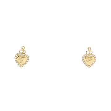 Christian Dior Vintage CD Heart Drop Earrings Metal with Crystals