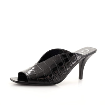 Gucci Women's Open Toe Slide Pumps Crocodile Embossed Leather