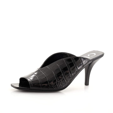 Gucci Women's Open Toe Slide Pumps Crocodile Embossed Leather