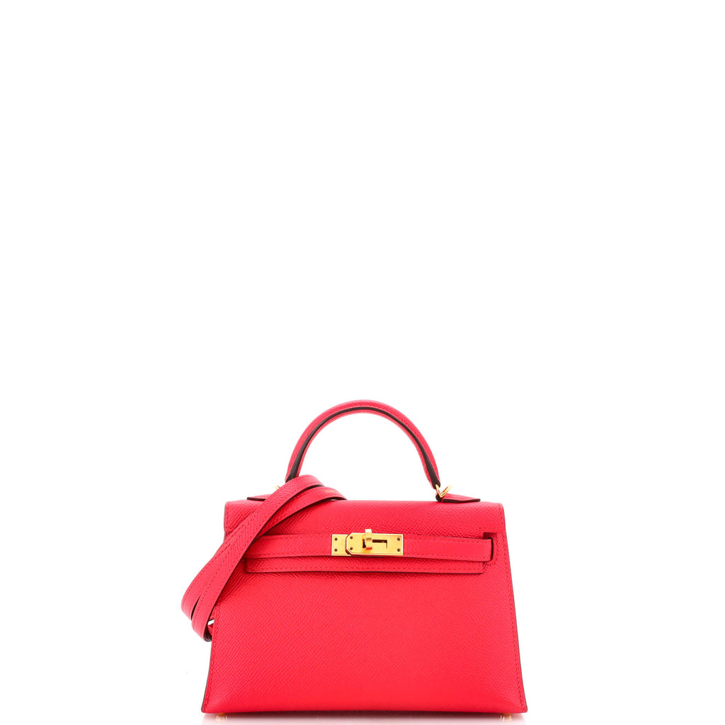 Hermès Kelly 20 Mini II Sellier Tri-color Rose Extreme, Rouge de