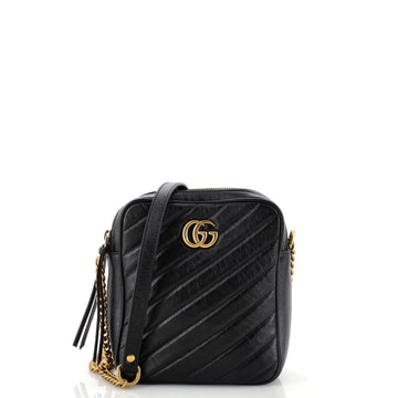 Gucci GG Marmont Double Zip Camera Bag Diagonal Quilted Leather Mini