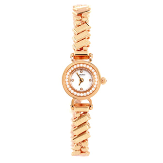 Hermes Faubourg Polka Quartz Watch Rose Gold with Diamond Bezel and Markers and Mother of Pearl 15