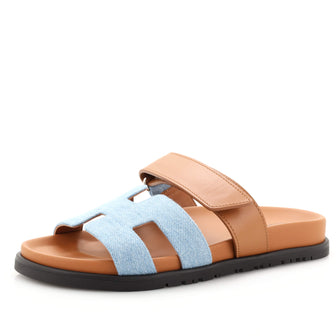 Hermes Women's Chypre Sandals Leather and Denim