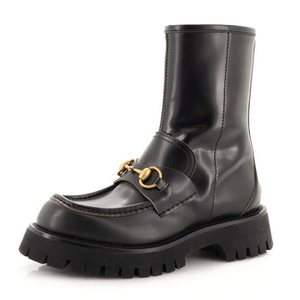 Gucci Women's Harald Horsebit Platform Ankle Boots Leather