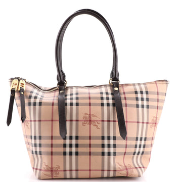 Burberry Salisbury Tote Haymarket Coated Canvas Small