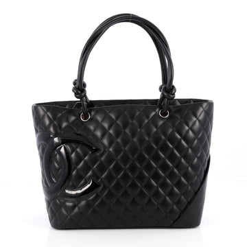 Chanel Cambon Tote Quilted Leather Large Black