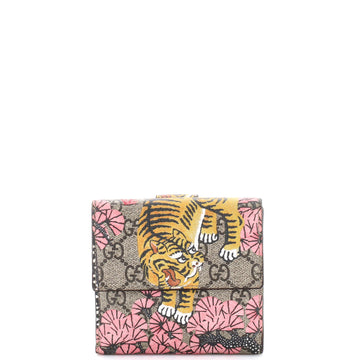 Gucci French Flap Wallet Bengal Print GG Coated Canvas