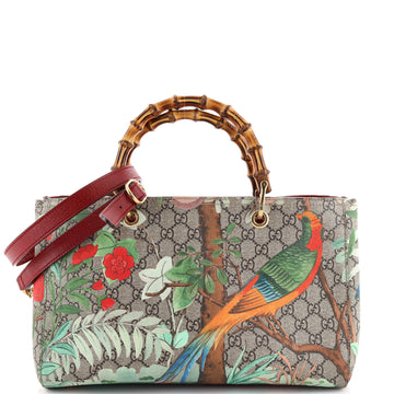 Gucci Bamboo Shopper Tote Tian Print GG Coated Canvas Medium