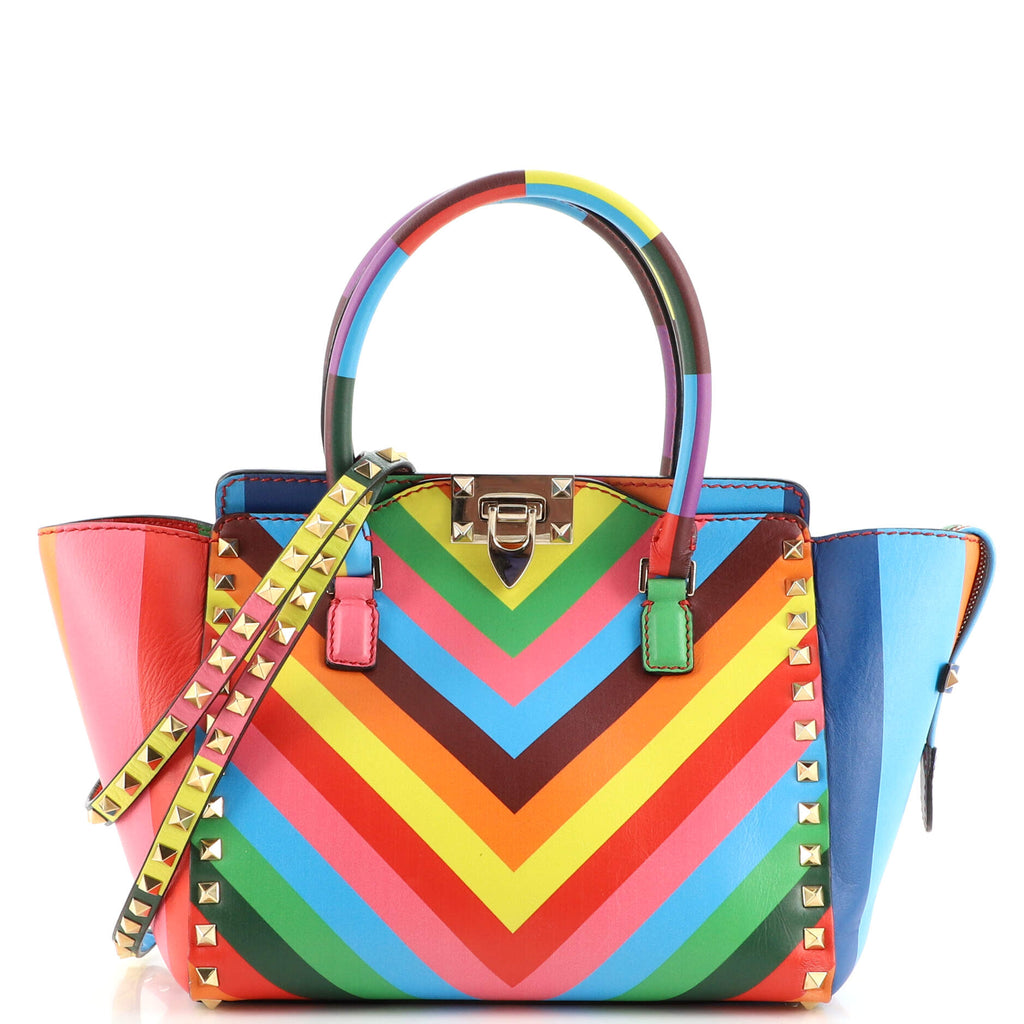 Valentino Multicolor Leather Mini Rainbow Rockstud Tote Valentino