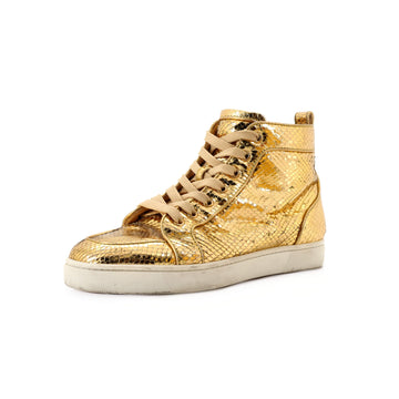 Christian Louboutin Men's Louis Flat High-Top Sneakers Python