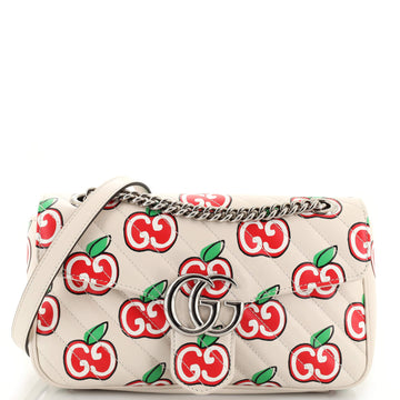 Gucci GG Marmont Flap Bag Printed Diagonal Quilted Leather Small