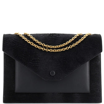 Celine Pocket Envelope Wallet on Chain Pony Hair and Leather Large