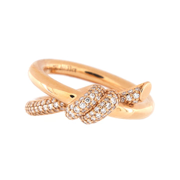 Tiffany & Co. Double Row Knot Ring 18K Rose Gold with Diamonds