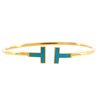 Tiffany & Co. T Wire Bracelet 18K Yellow Gold with Turquoise