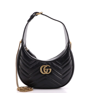 Gucci GG Marmont Half Moon Hobo Leather Mini