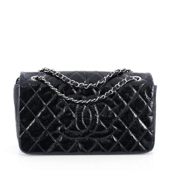 Chanel Chain CC Full Flap Bag Quilted Patent Medium Blue
