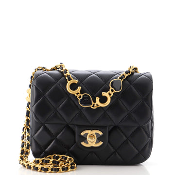 Chanel Coco de Toi Heart Chain Square Flap Bag Quilted Lambskin Mini
