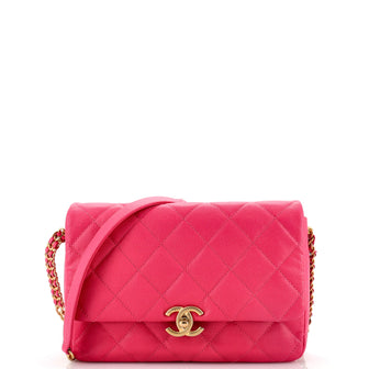 Chanel Chain Melody Flap Bag Quilted Caviar Medium