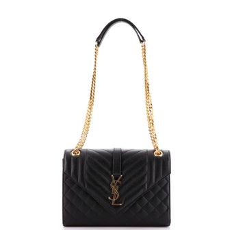 Saint Laurent Classic Monogram Envelope Satchel Mixed Matelasse Leather Medium