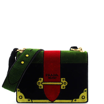 Prada Cahier Crossbody Bag Printed Velvet Small