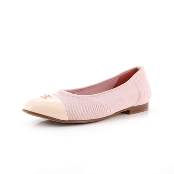 Chanel Women's CC Cap Toe Ballerina Flats Knit with Patent
