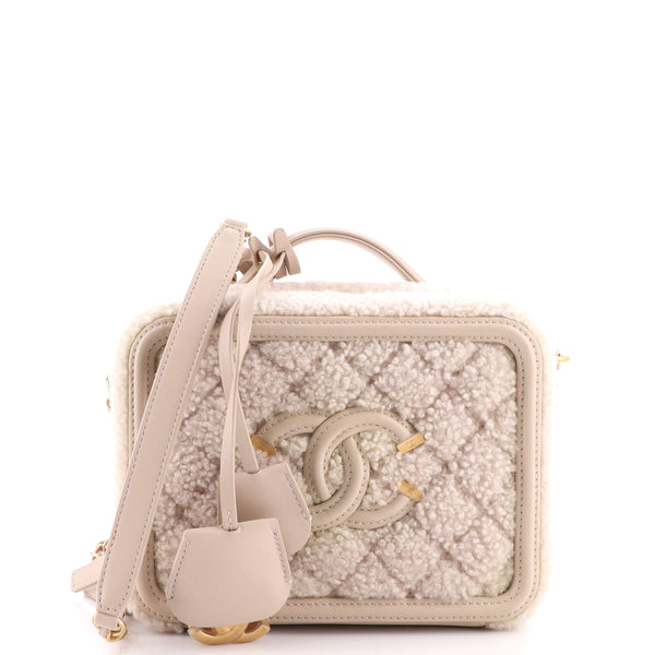 Filigree Vanity Case Quilted Shearling with Lambskin Small