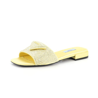 Prada Women's Jacquard Logo Slides - Baltico Talco - Size 6 Sandals