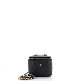 Chanel Classic Vanity Case with Chain Quilted Caviar Mini