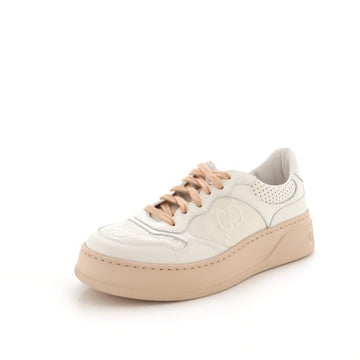 Gucci Women's Logo Sneakers GG Embossed Perforated Leather