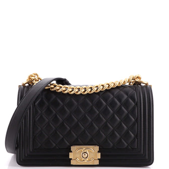 Chanel Boy Flap Bag Quilted Lambskin Old Medium