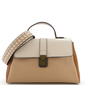 Bottega Veneta Piazza Top Handle Bag Leather with Intrecciato Detail Medium