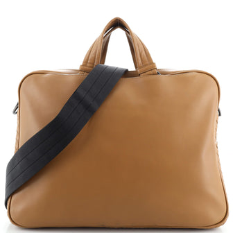 Bottega Veneta Convertible Front Slit Pocket Briefcase Leather with Intrecciato Nappa Detail Large