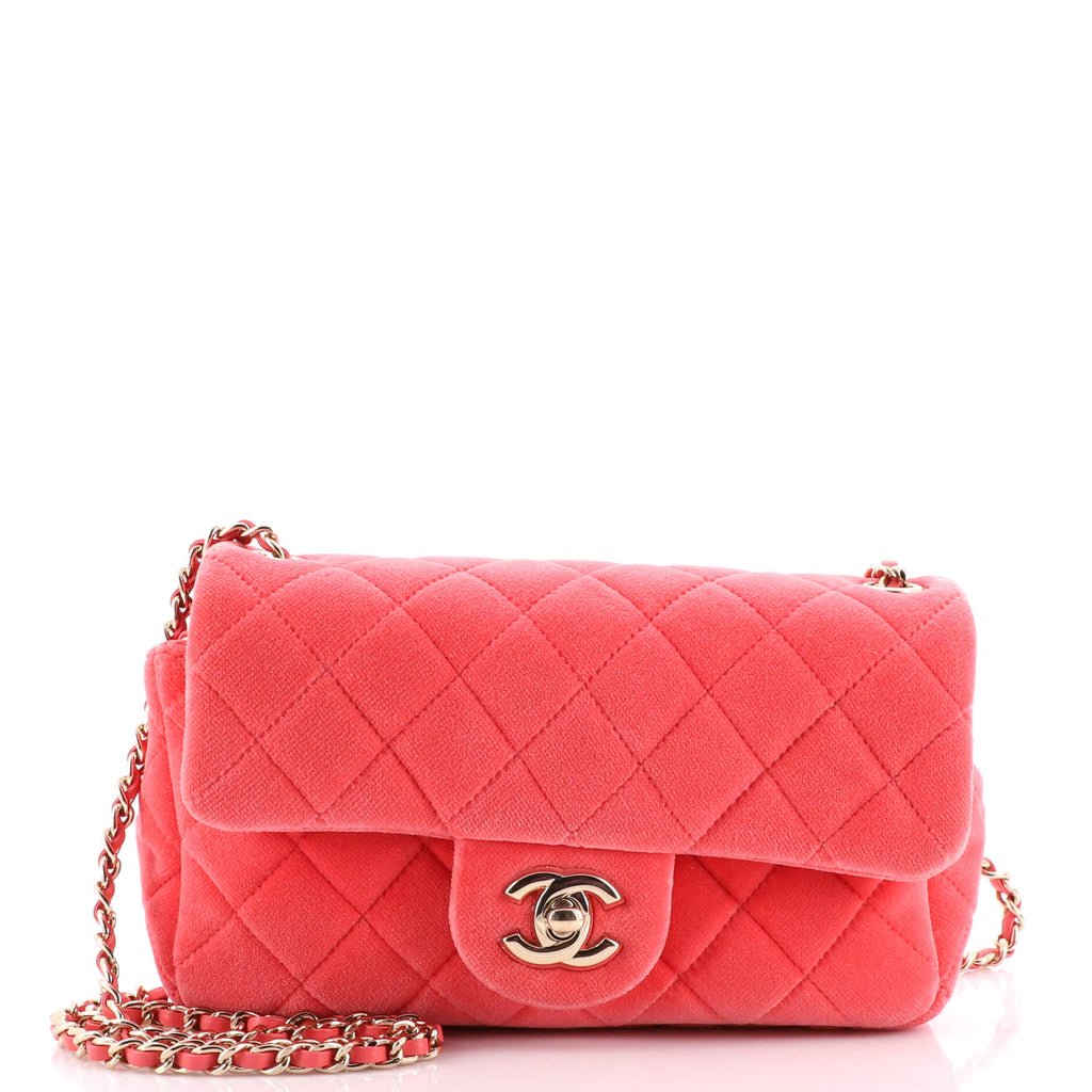 Chanel Pearl Crush Flap Bag Quilted Velvet with Crystal Detail Mini Pink  2014672