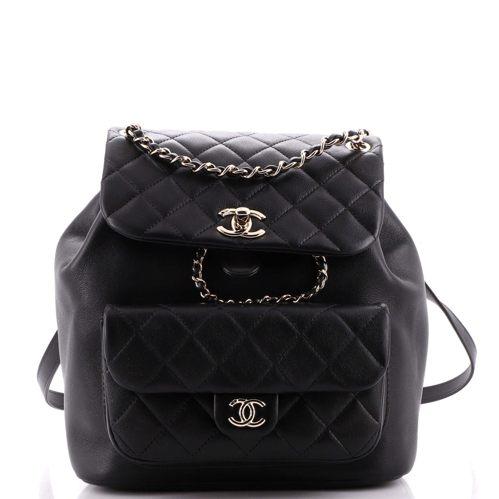 Chanel Black Lambskin Large Duma Backpack 28684