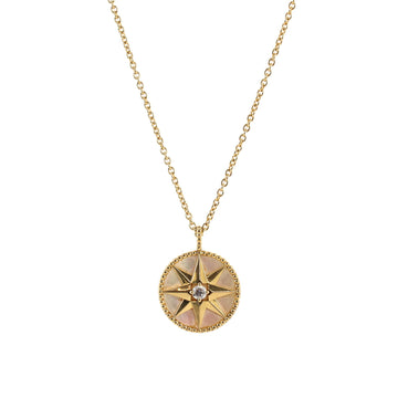 Christian Dior Rose des Vents Necklace 18K Yellow Gold with Diamond and Mother of Pearl Large