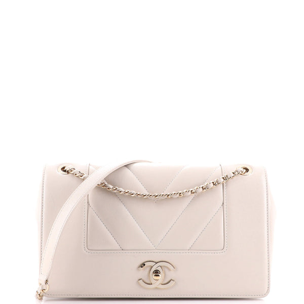 Chanel Mademoiselle Vintage Flap Bag Chevron Sheepskin Medium