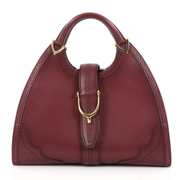 Gucci Brogue Stirrup Top Handle Bag Leather Large Red 2016001