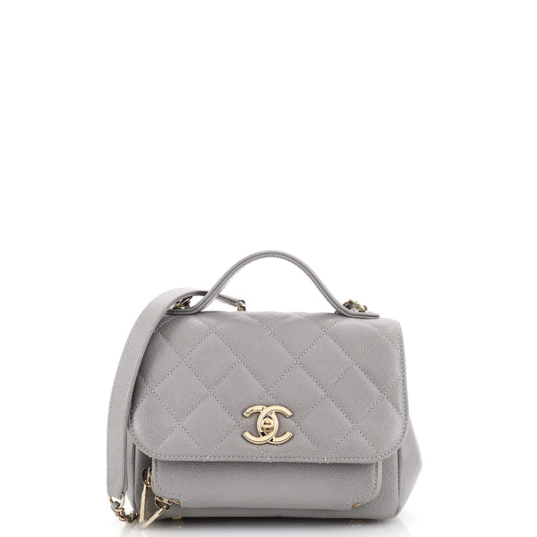 Chanel Business Affinity Flap Bag Quilted Caviar Mini Gray
