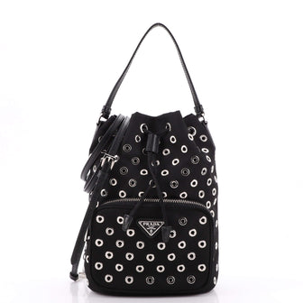 Prada Grommet Drawstring Bucket Bag Tessuto Medium