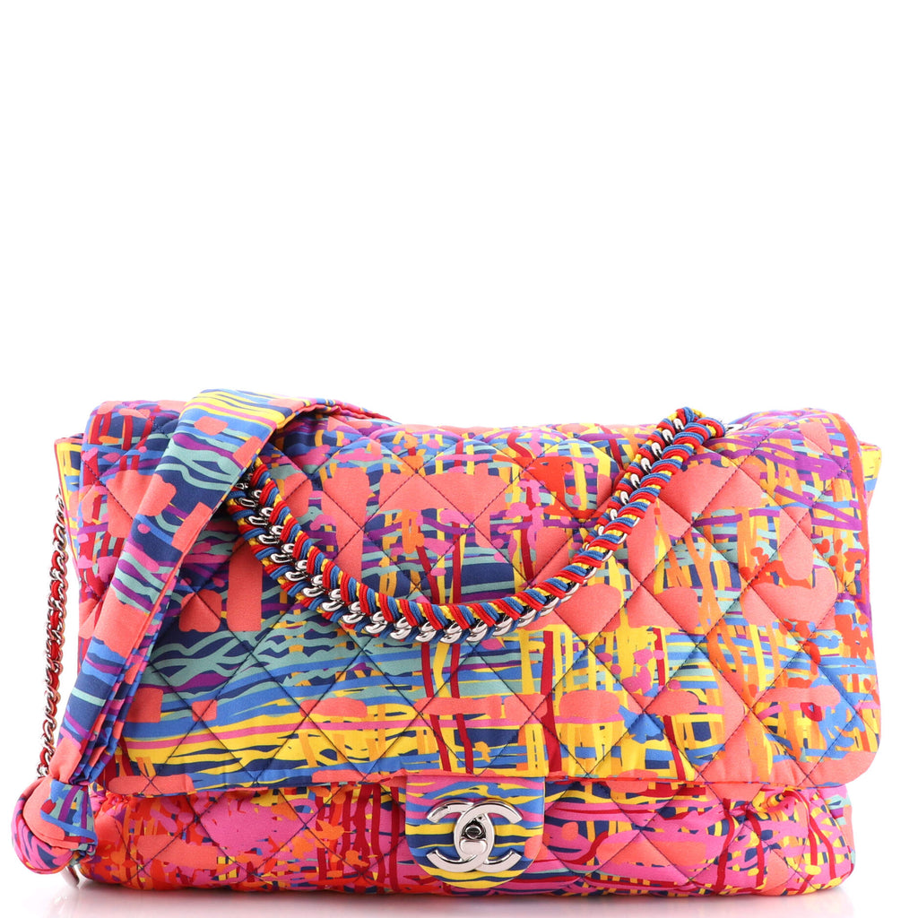Multicolor Fabric Chanel Flap Bag