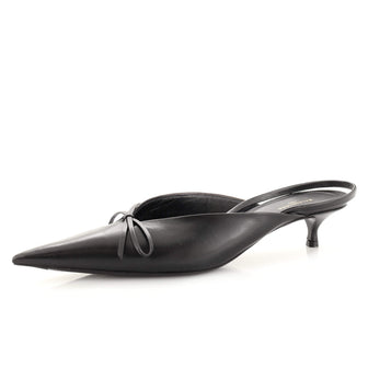 Balenciaga Women's Bow Knife Slingback Kitten Heel Pumps Leather