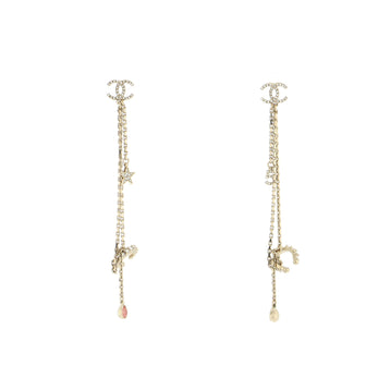 Chanel CC Star No.5 Chain Cuff Earrings Metal with Crystals