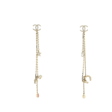 Chanel CC Star No.5 Chain Cuff Earrings Metal with Crystals