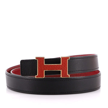 Hermes Constance Reversible Belt Leather with Lizard Thin