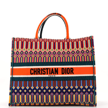 Christian Dior Book Tote Embroidered Canvas Large