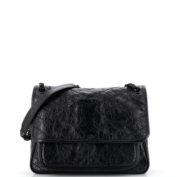 Saint Laurent Niki Chain Flap Bag Matelasse Chevron Leather Medium