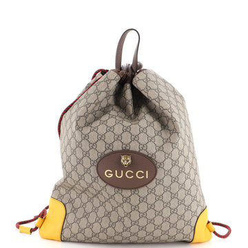 Gucci Neo Vintage Drawstring Backpack GG Coated Canvas Large