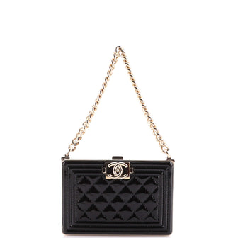 Chanel Boy Chain Box Minaudiere Quilted Patent